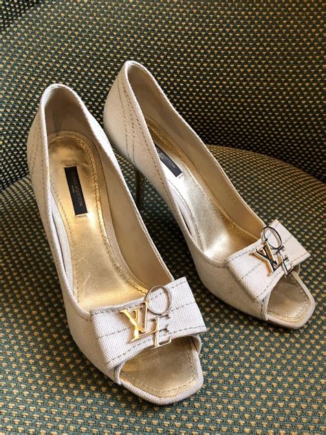 lv white heels|louis vuitton heels for sale.